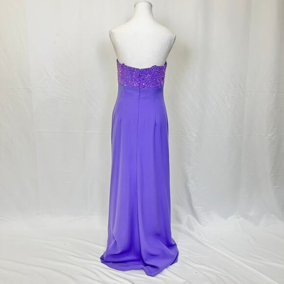 Cassandra Stone Purple Strapless Sweetheart Beaded Gown, Evening Dress, Size 8 - Picture 4 of 6